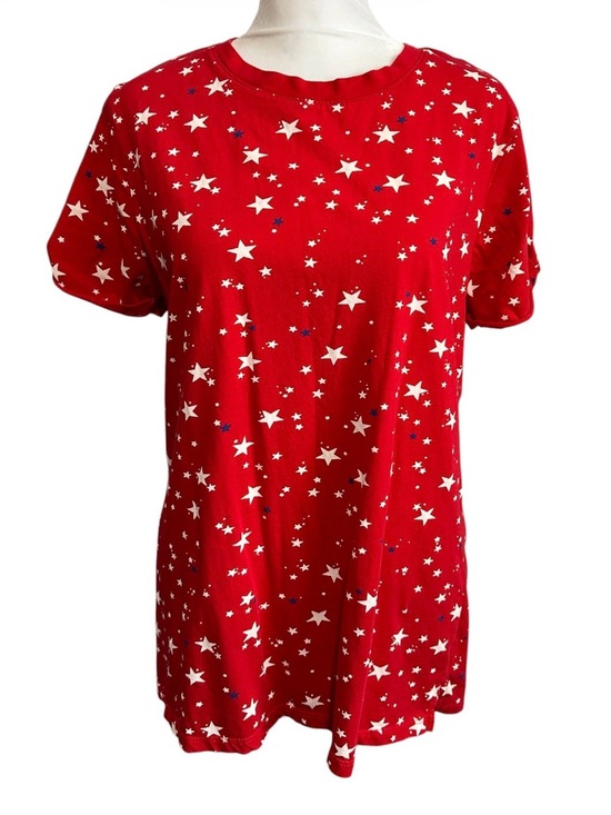 St. John's Bay Tops - St. John's Bay Red Star-Print Short Sleeve Tee size L 4 of July
